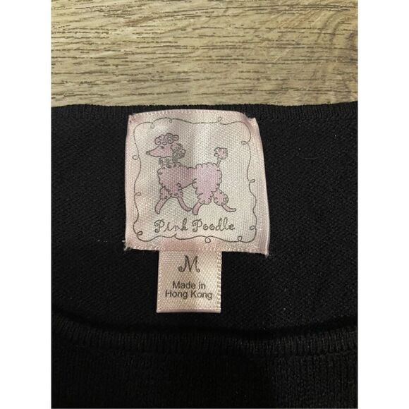 Pink Poodle Vintage Dog Medium Top Black Fancy - Picture 2 of 5